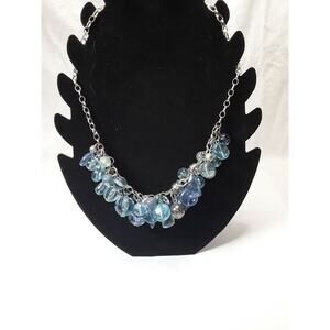 Lane Bryant Blues And Silver Beaded Necklace